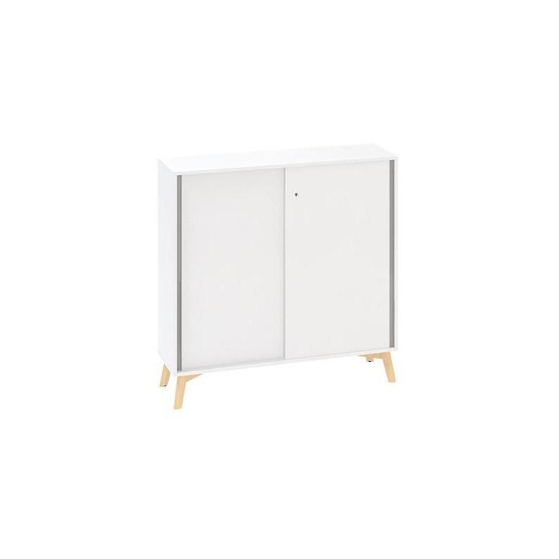 Policová skriňa ALFA ROOT s del.priečkou, posuvné dvere, 2 police, 120x45x121,5cm, biela