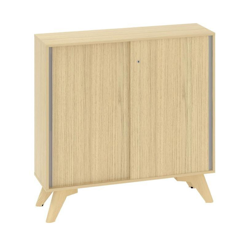 Policová skriňa ALFA ROOT s del.priečkou, posuvné dvere, 2 police, 120x45x121,5cm, dub