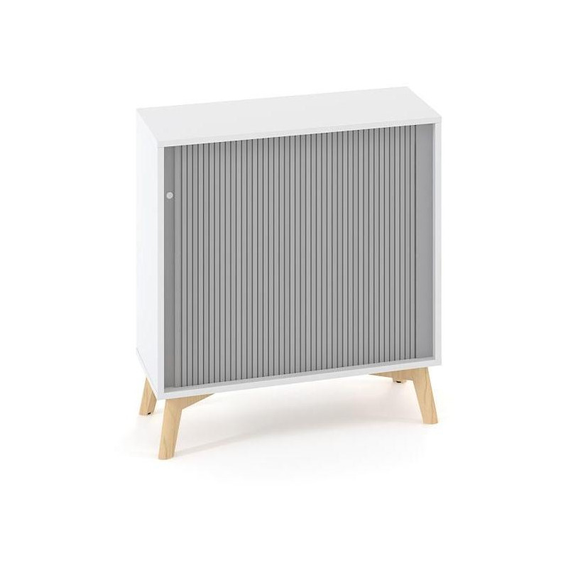 Policová skriňa ALFA ROOT, žalúziové dvere RAL9010, 1 polica, 80x45x88,7cm, biela