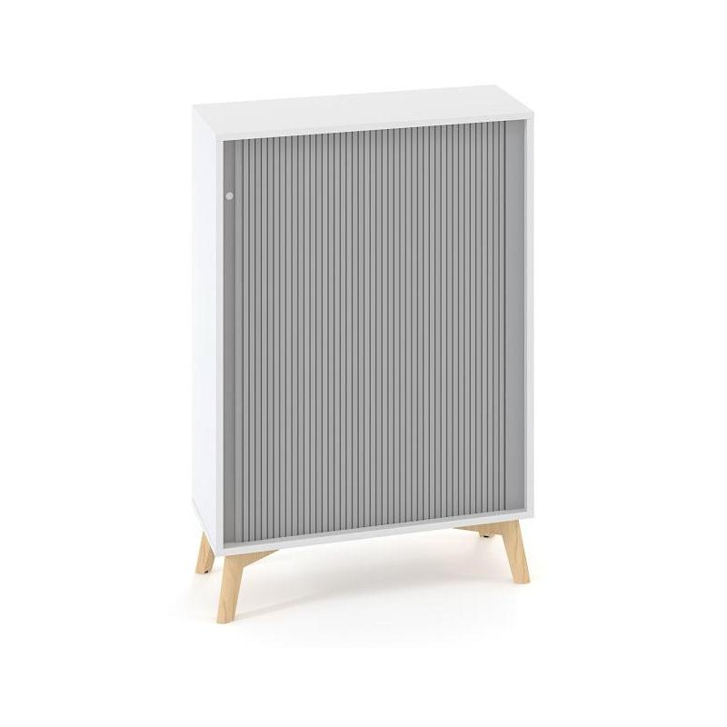 Policová skriňa ALFA ROOT, žalúziové dvere RAL9010, 2 police, 80x45x121,5cm, biela