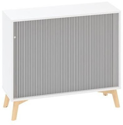 Policová skriňa ALFA ROOT, žalúziové dvere RAL9010, 1 polica, 100x45x88,7cm, biela