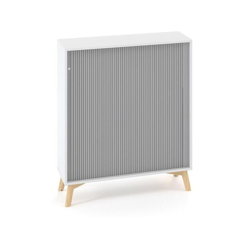 Policová skriňa ALFA ROOT, žalúziové dvere RAL9010, 2 police, 100x45x121,5cm, biela