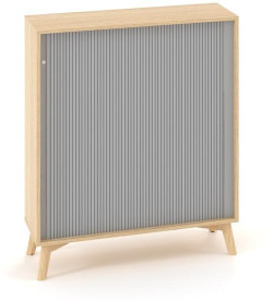 Policová skriňa ALFA ROOT, žalúziové dvere RAL9010, 2 police, 100x45x121,5cm, dub