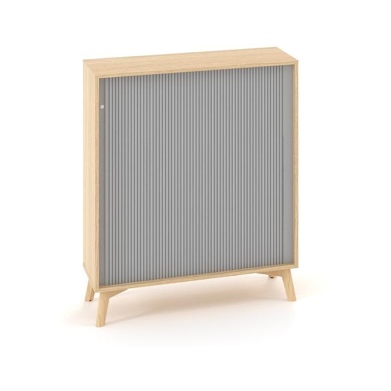 Policová skriňa ALFA ROOT, žalúziové dvere RAL9010, 2 police, 100x45x121,5cm, dub