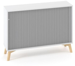 Policová skriňa ALFA ROOT s del.priečkou, žalúziové dvere RAL9010, 1 polica, 120x45x88,7cm, biela