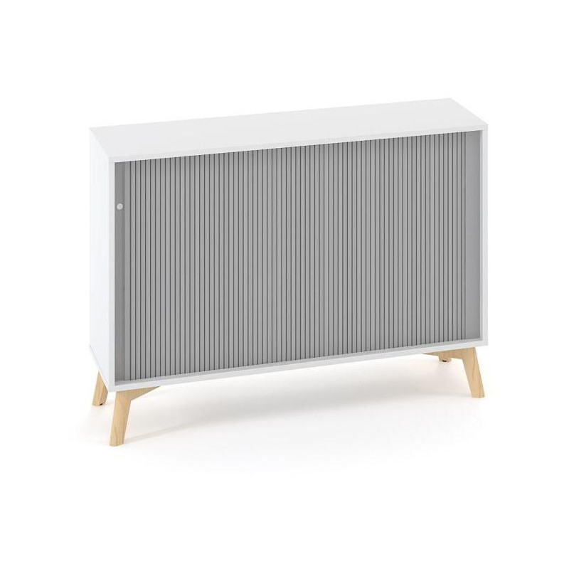 Policová skriňa ALFA ROOT s del.priečkou, žalúziové dvere RAL9010, 1 polica, 120x45x88,7cm, biela