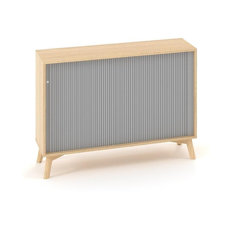 Policová skriňa ALFA ROOT s del.priečkou, žalúziové dvere RAL9010, 1 polica, 120x45x88,7cm, dub