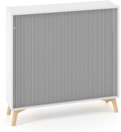 Policová skriňa ALFA ROOT s del.priečkou, žalúziové dvere RAL9010, 2 police, 120x45x121,5cm, biela