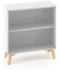 Policová skriňa ALFA ROOT, sklo, 1 polica, 80x45,8x88,7cm, biela