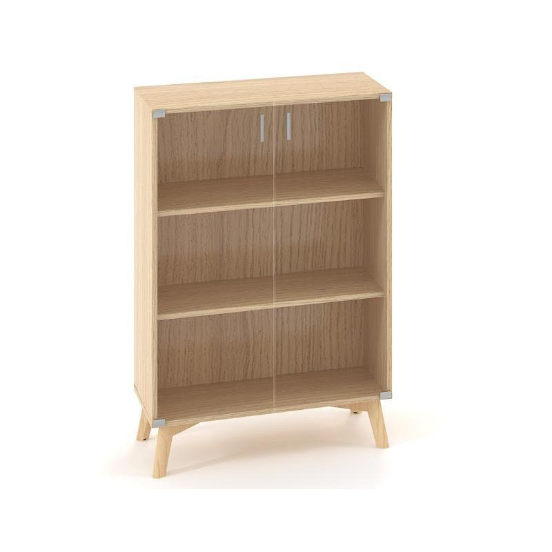 Policová skriňa ALFA ROOT, sklo, 2 police, 80x45,8x121,5cm, dub