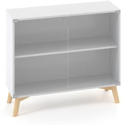 Policová skriňa ALFA ROOT, sklo, 1 polica, 100x45,8x88,7cm, biela