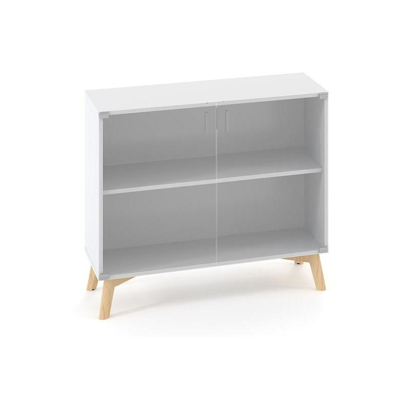 Policová skriňa ALFA ROOT, sklo, 1 polica, 100x45,8x88,7cm, biela