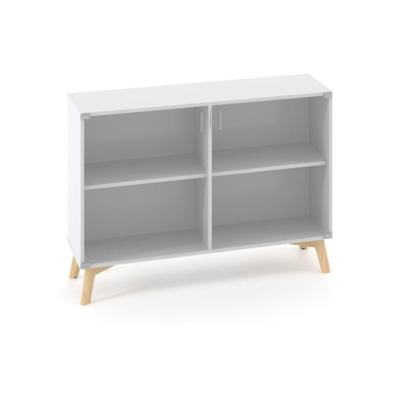 Policová skriňa ALFA ROOT s del.priečkou, sklo, 1 polica, 120x45,8x88,7cm, biela