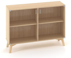 Policová skriňa ALFA ROOT s del.priečkou, sklo, 1 polica, 120x45,8x88,7cm, dub