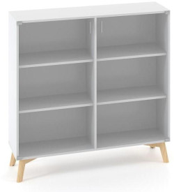 Policová skriňa ALFA ROOT s del.priečkou, sklo, 2 police, 120x45,8x121,5cm, biela