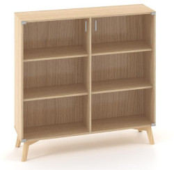 Policová skriňa ALFA ROOT s del.priečkou, sklo, 2 police, 120x45,8x121,5cm, dub