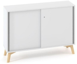 Policová skriňa ALFA ROOT, posuvné dvere, 1 polica, 100x45x88,7cm, biela