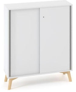 Policová skriňa ALFA ROOT, posuvné dvere, 2 police, 100x45x121,5cm, biela