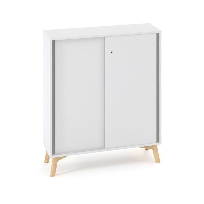 Policová skriňa ALFA ROOT, posuvné dvere, 2 police, 100x45x121,5cm, biela