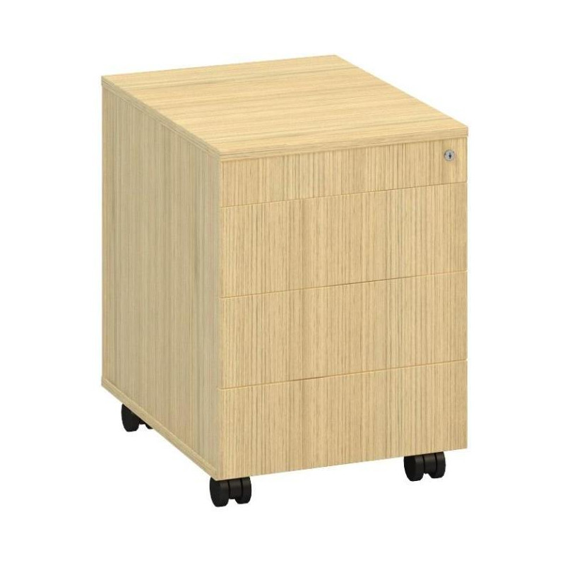 Mobilný kontajner ALFA, 3+1 zásuvka, bez úchytiek, dub