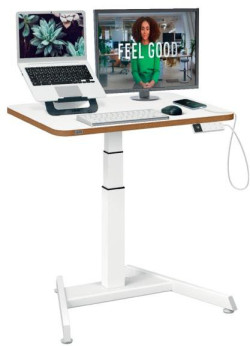 Stôl na sedenie/státie elektrický s kompaktnou doskou, biely