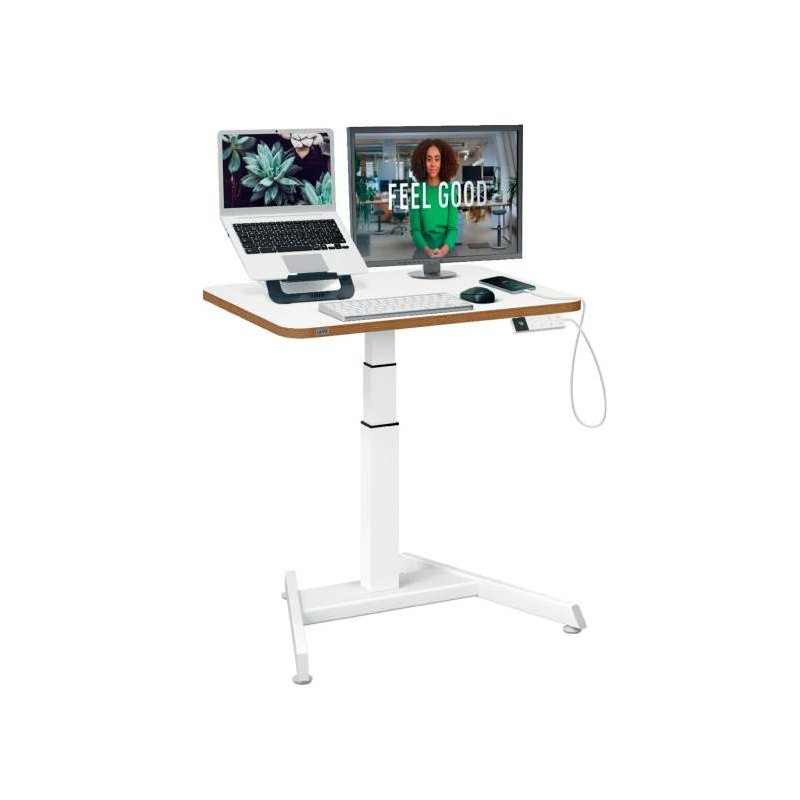 Stôl na sedenie/státie elektrický s kompaktnou doskou, biely
