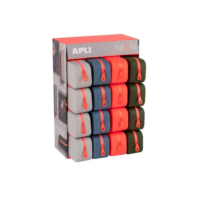 Puzdro na perá APLI NEON silikónové mix farieb