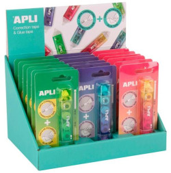 Korekčný roller a lepidlo APLI 2v1, mix farieb