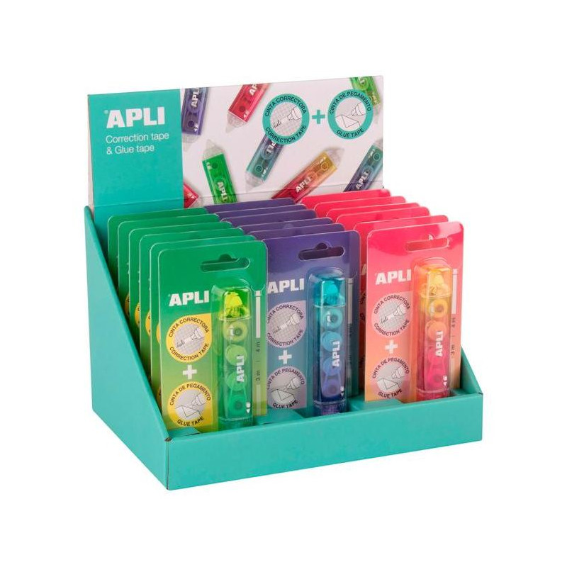 Korekčný roller a lepidlo APLI 2v1, mix farieb