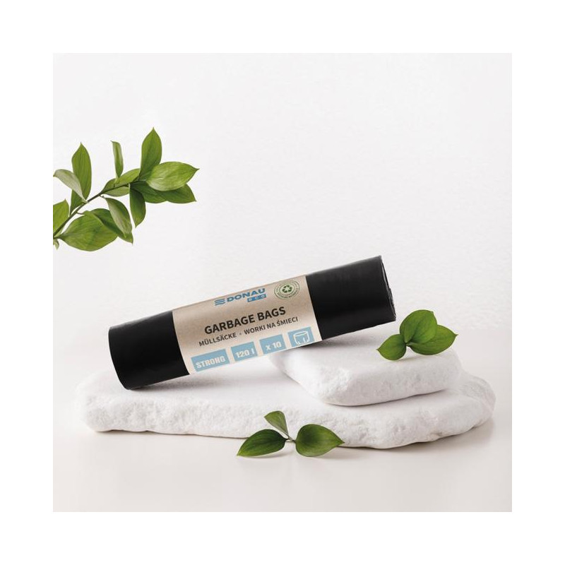 Vrecia DONAU ECO strong, 120 ℓ, 35 mic, 10 ks, čierne, LDPE
