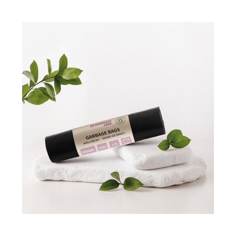 Vrecia DONAU ECO strong, 240 ℓ, 70 mic 5 ks, čierne, LDPE