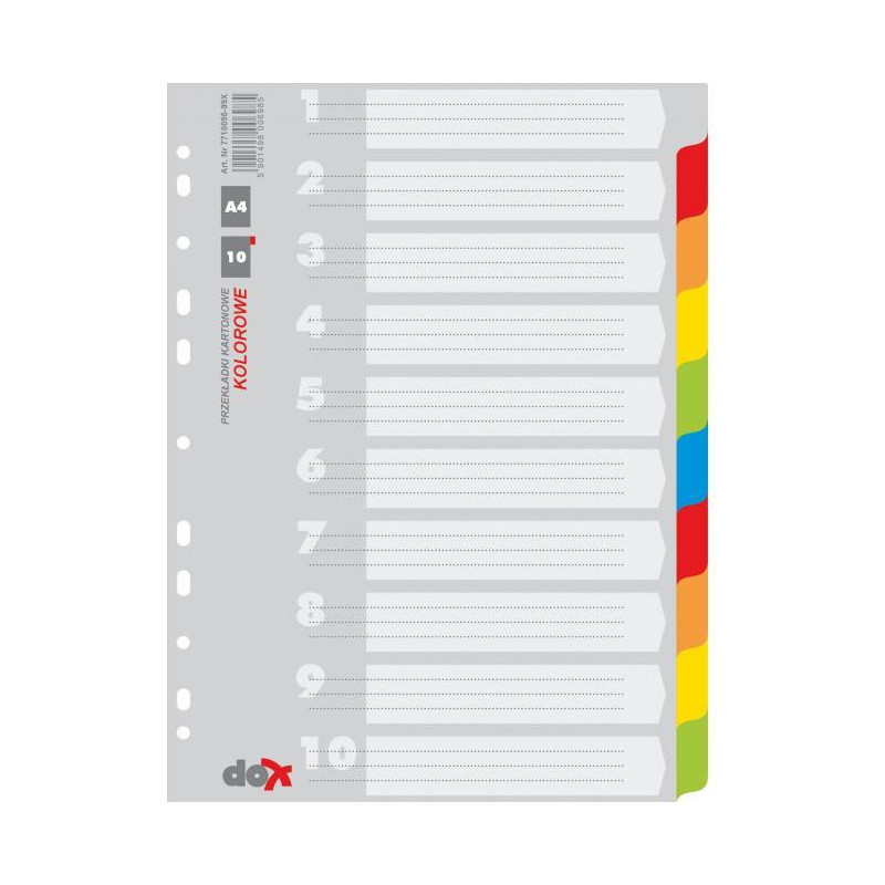 Kartónový rozraďovač Office Products 10-dielny farebný