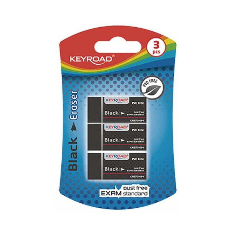Guma KEYROAD Black 3ks blister čierna