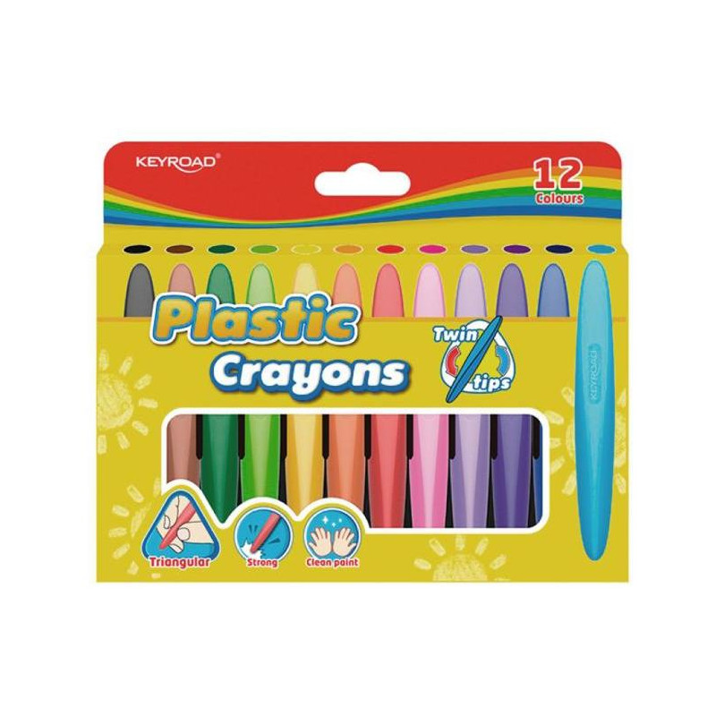 Voskové pastelky KEYROAD Twin Tips trojhranné mix farieb