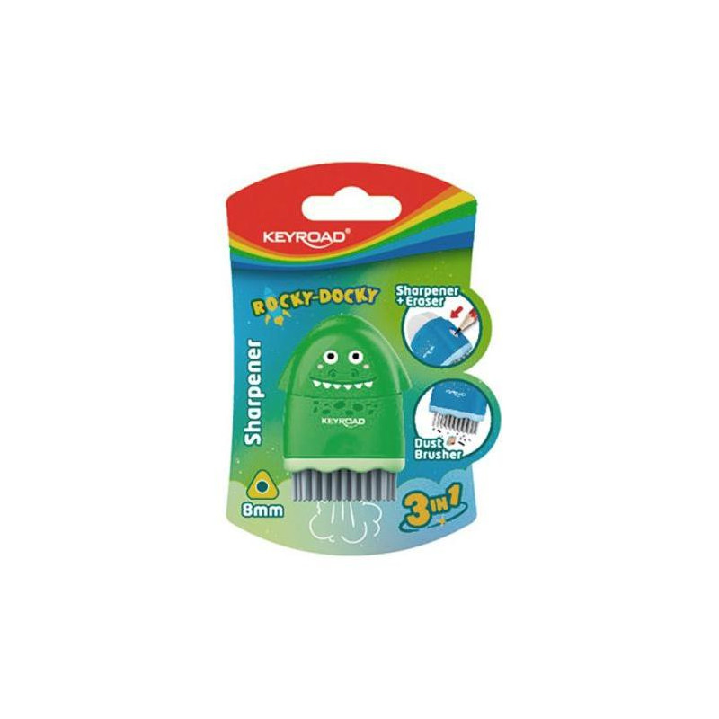 Strúhadlo KEYROAD ROCKY-DOCKY plastové s nádobou na odpad blister mix farieb
