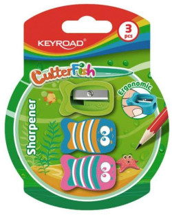 Strúhadlo KEYROAD CUTTER FISH plastové 3 ks blister mix farieb