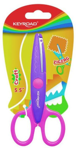 Detské nožnice KEYROAD cik-cak blister mix farieb