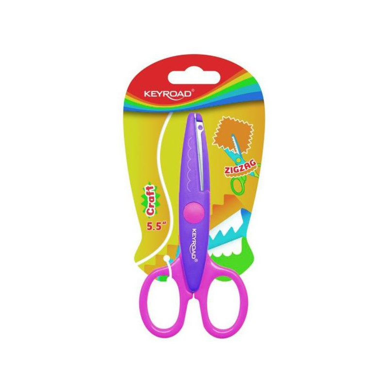 Detské nožnice KEYROAD cik-cak blister mix farieb