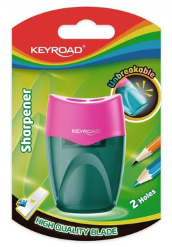 Strúhadlo KEYROAD plastové s dvomi otvormi blister mix farieb