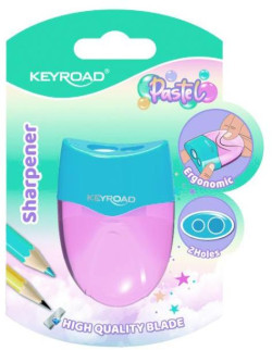 Strúhadlo KEYROAD plastové s dvomi otvormi blister mix farieb