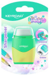Strúhadlo KEYROAD Pastel color collection! plastové s dvomi otvormi, gumou blister mix farieb