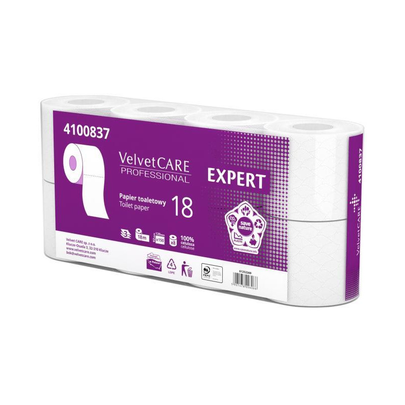 Toaletný papier 3-vrstvový VELVET CARE Expert 18m (8ks)