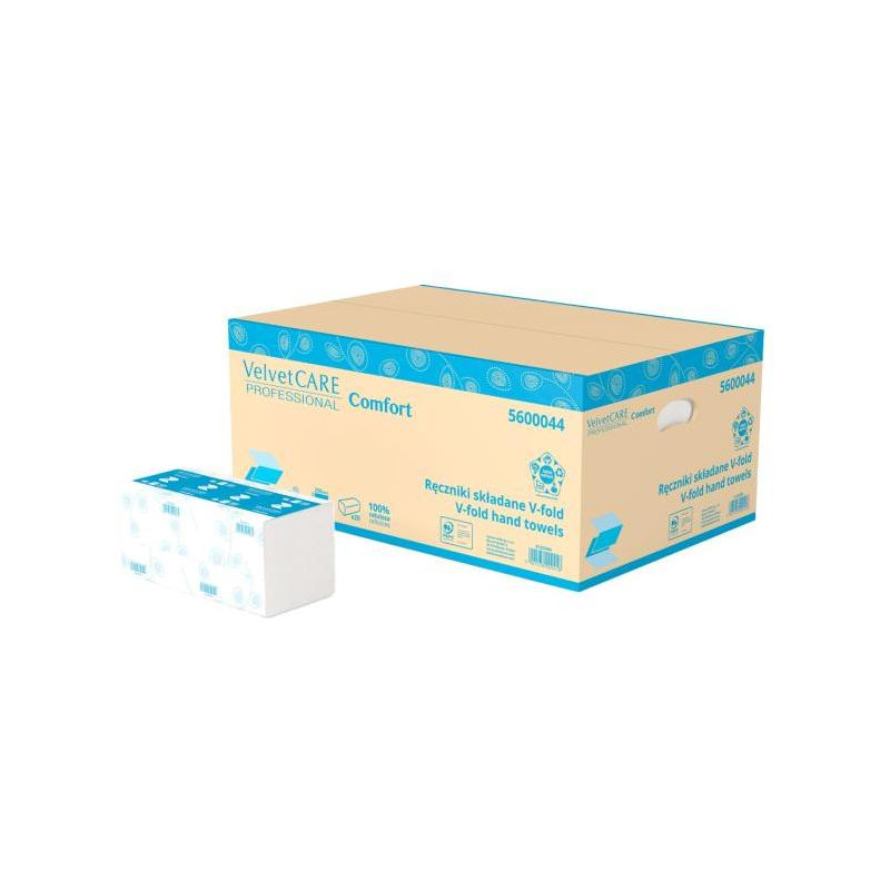 Papierové utierky skladané ZZ V-fold 2-vrstvové biele 25x23 cm (20bal.)