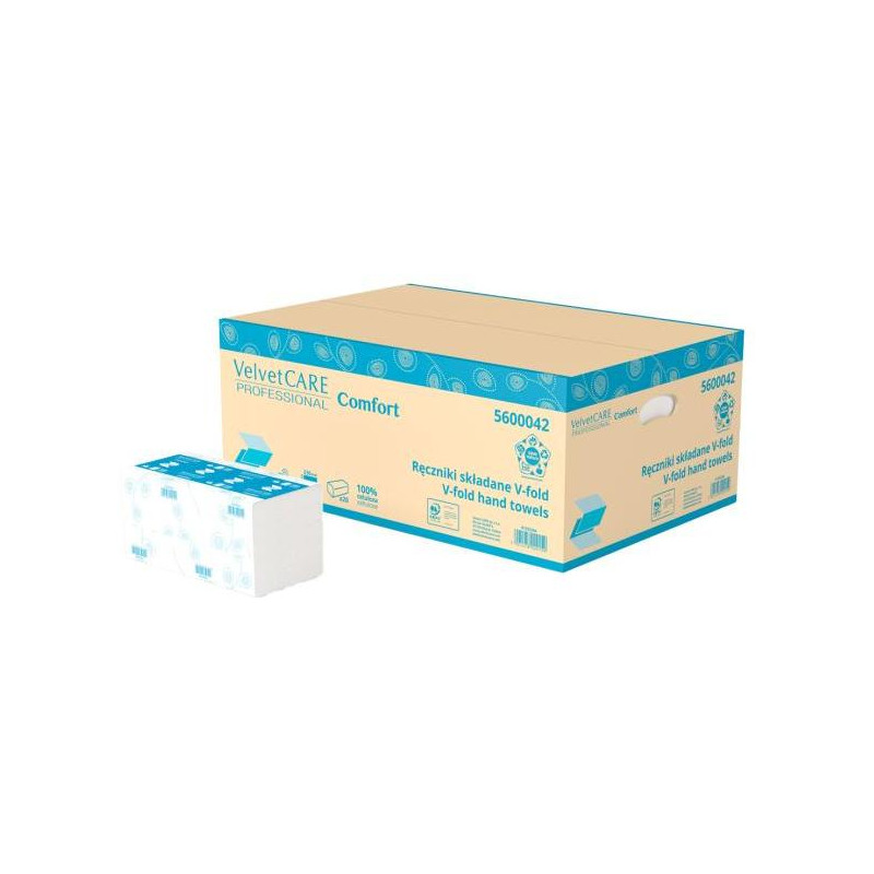 Papierové utierky skladané ZZ V-fold 2-vrstvové biele 23x23cm (20bal.)