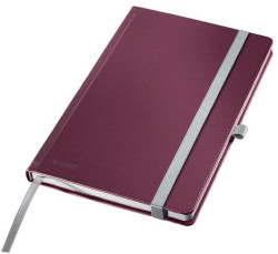 Zápisník linajkový HC A5 Leitz Style tvrdé dosky granátový červený