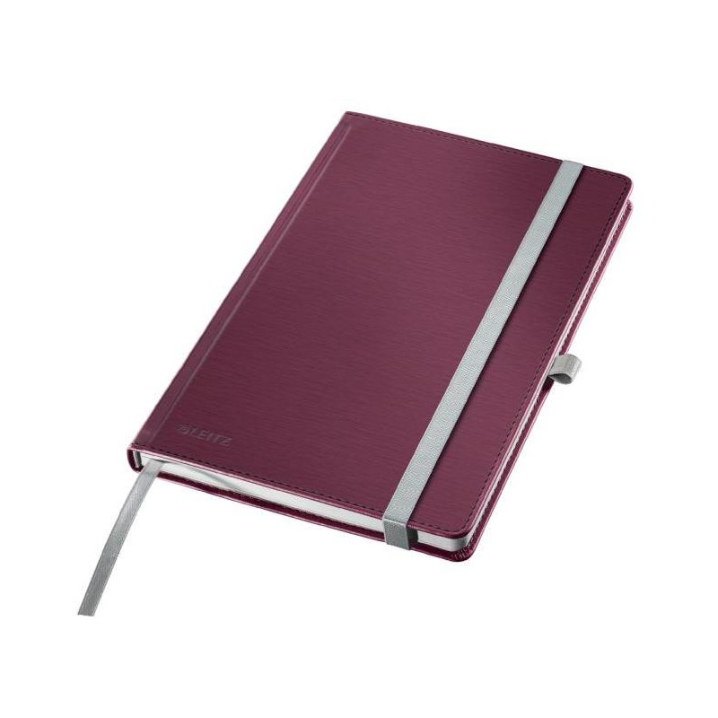 Zápisník linajkový HC A5 Leitz Style tvrdé dosky granátový červený