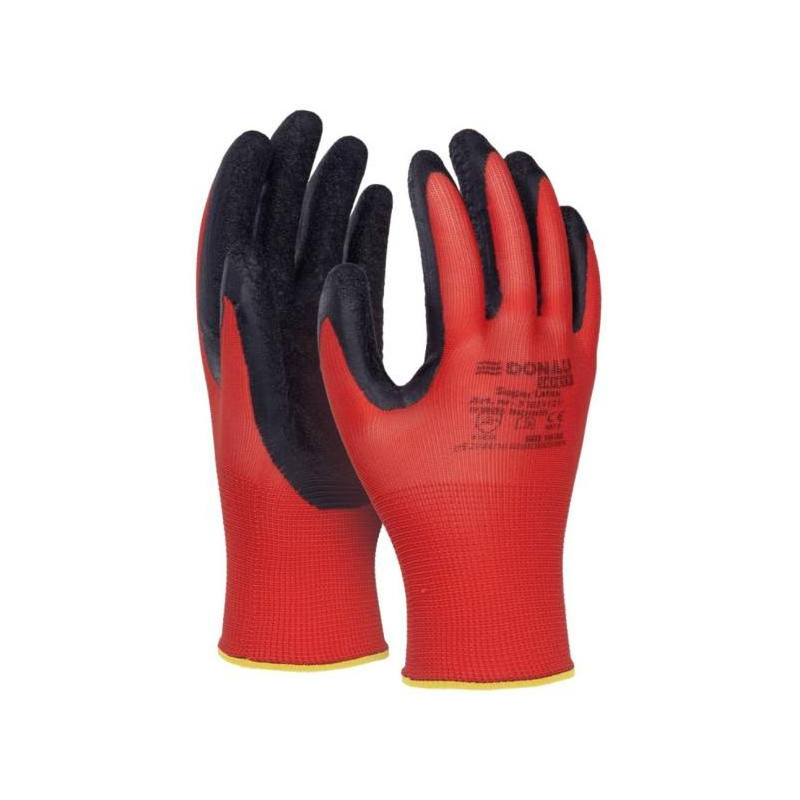 Rukavice pletené, polomáčané DONAU SAFETY Super Latex kat. II červené veľ. 10