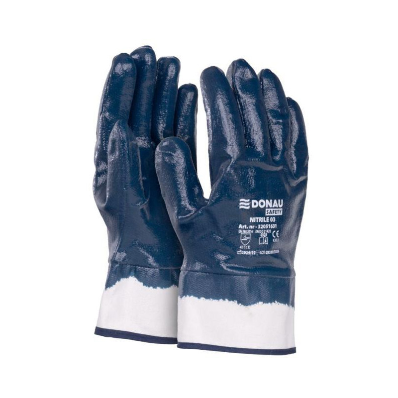 Rukavice nitrilové DONAU SAFETY Nitrile 03, kat. II bielo-námornícke modré veľ. 10