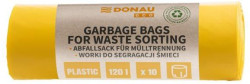 Vrecia zaväzovacie DONAU ECO na separovanie plastov, 120 ℓ, 35 mic, 10 ks, žlté