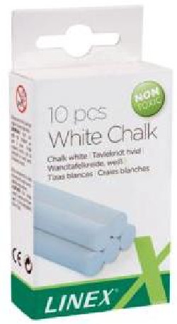 Kriedy školské biele LINEX okrúhle, 10 ks